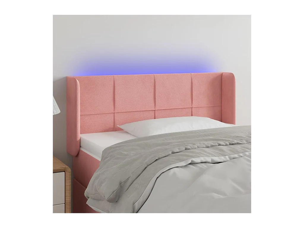 LED Kopfteil,Bettkopfteil Rosa 93x16x78/88 cm Samt -gkd81477