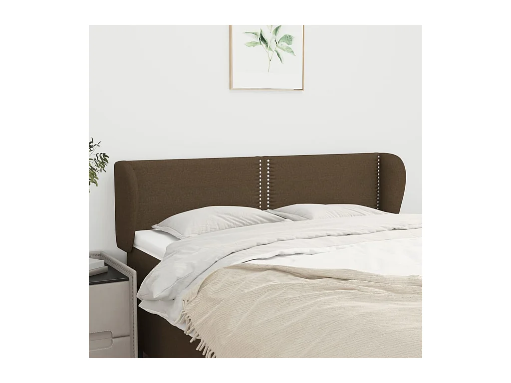 Testiera | Testata del letto ad Orecchio Marrone Scuro 147x23x78/88 cm in Tessuto