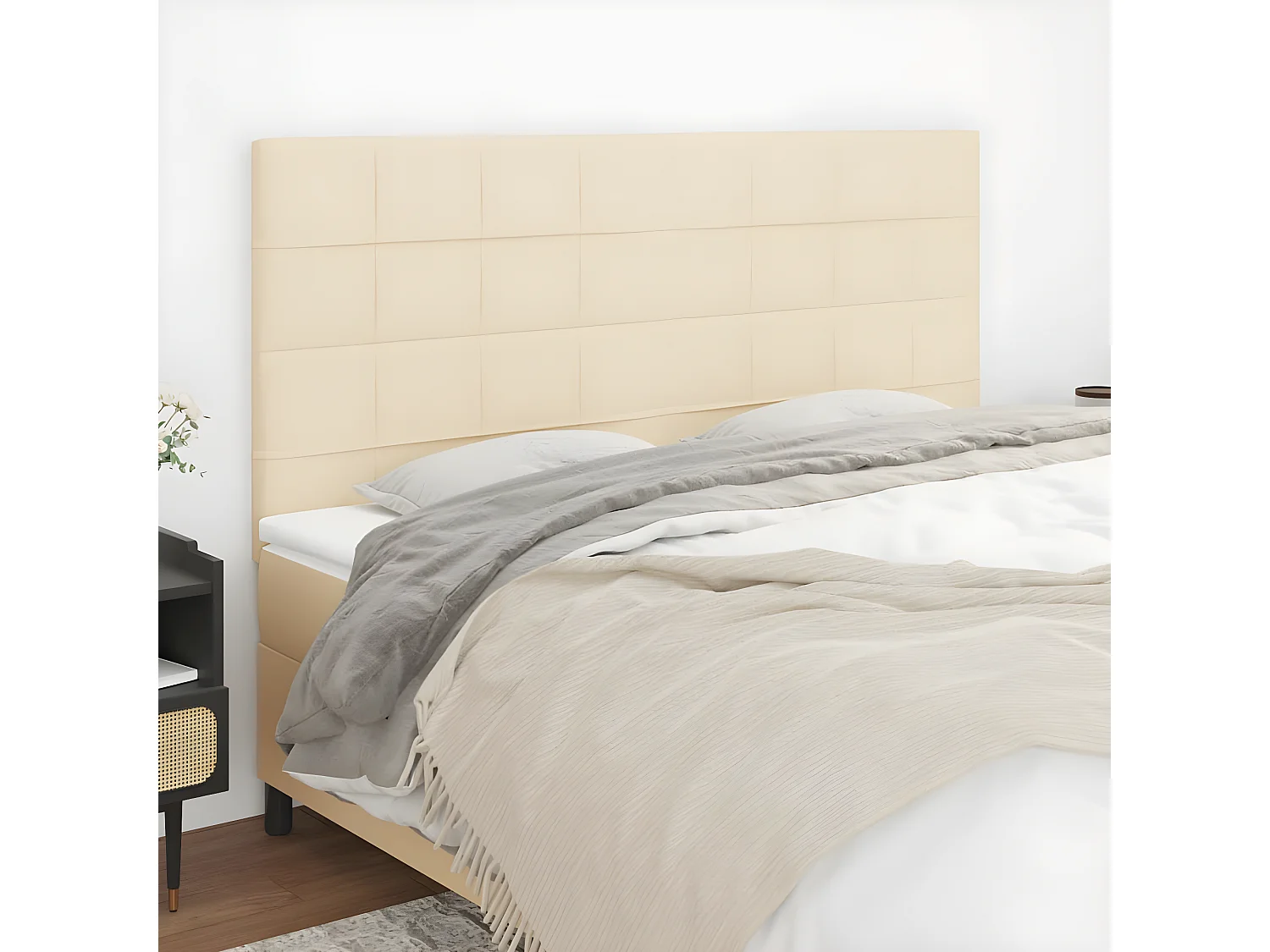 Cabeceros 4 unidades de tela color crema 80x5x78/88 cm ES32123