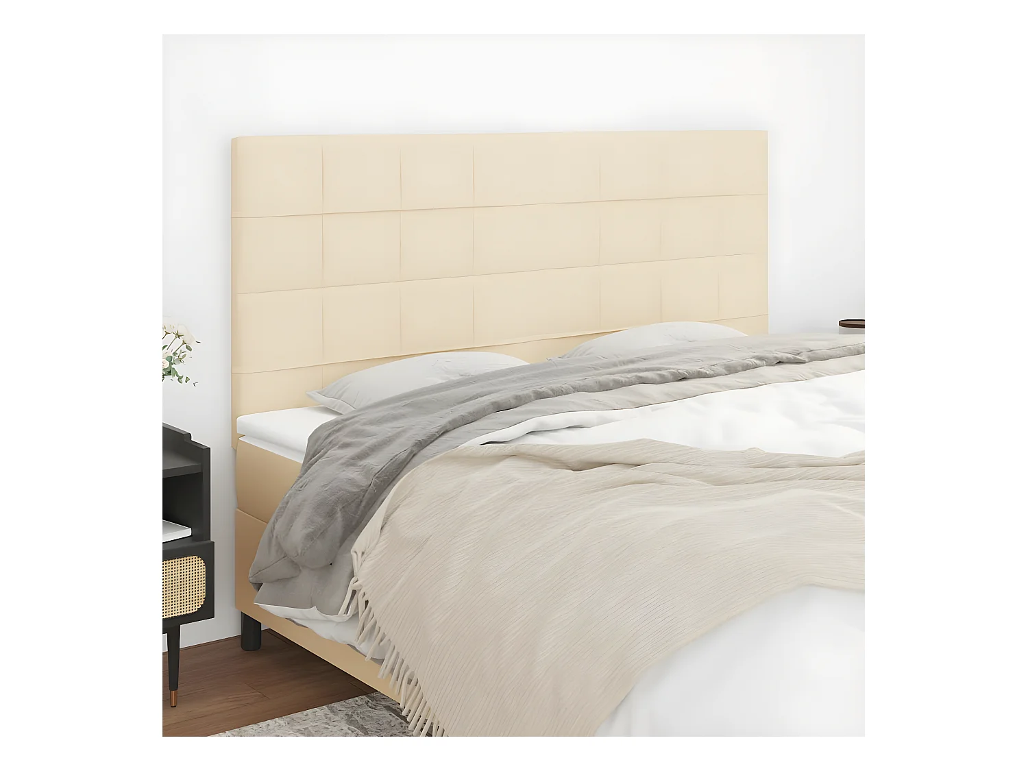 Kopfteil,Bettkopfteile 4 Stk. Creme 80x5x78/88 cm Stoff -gkd226399