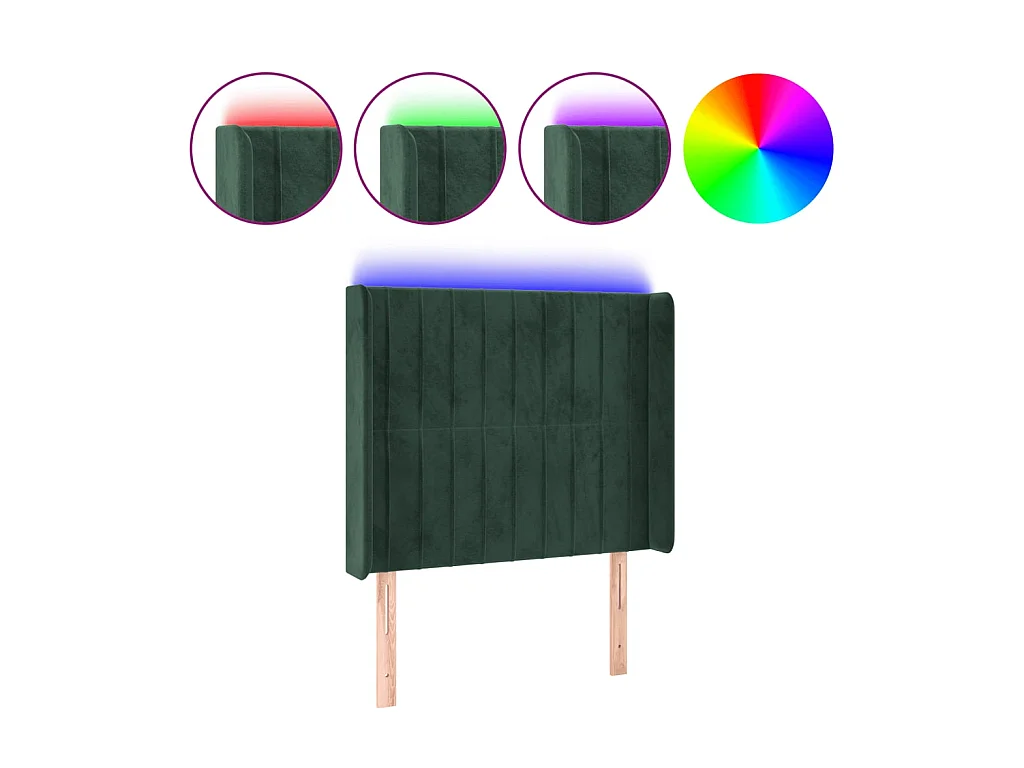 Tête de lit à LED Vert foncé 93x16x118/128 cm Velours POI22839 BonneVie Meuble