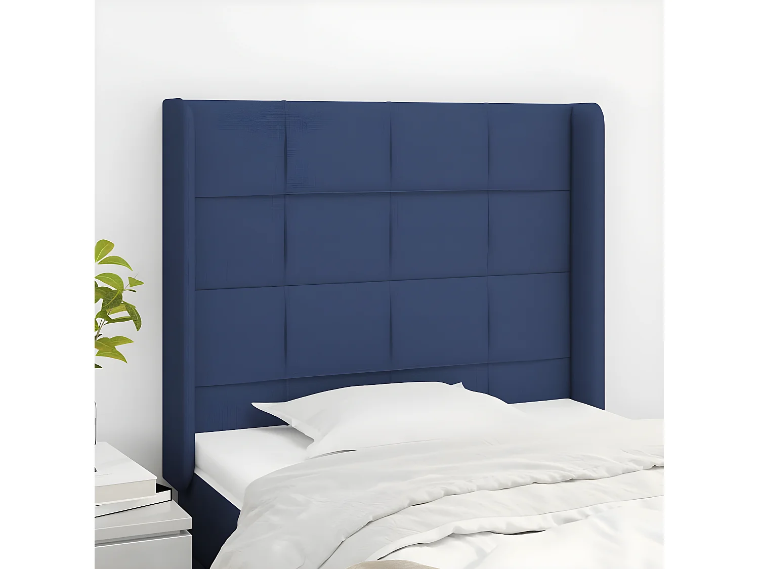 Tête de lit avec oreilles Bleu 93x16x118/128 cm Tissu PLO27440 BonneVie Meuble