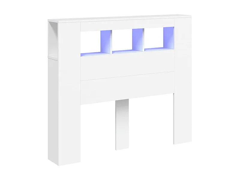 Cabeceira cama c/ LEDs 120x18,5x103,5 cm deriv. madeira branco PT445494