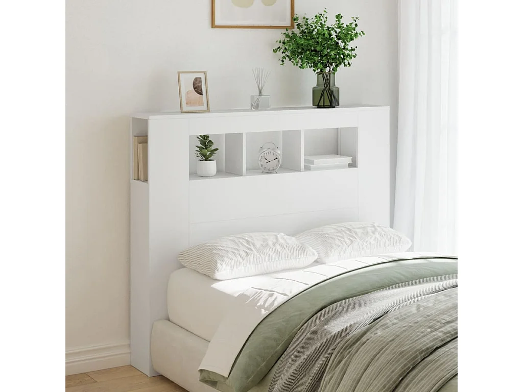 LED-Kopfteil,Bettkopfteil Weiß 120x18,5x103,5 cm Holzwerkstoff -gkd184652