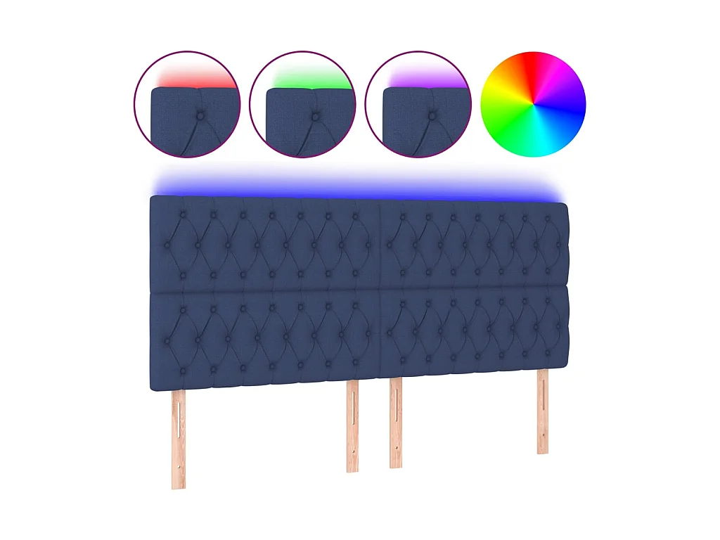 Tête de lit à LED Bleu 180x7x118/128 cm Tissu POI36855 BonneVie Meuble