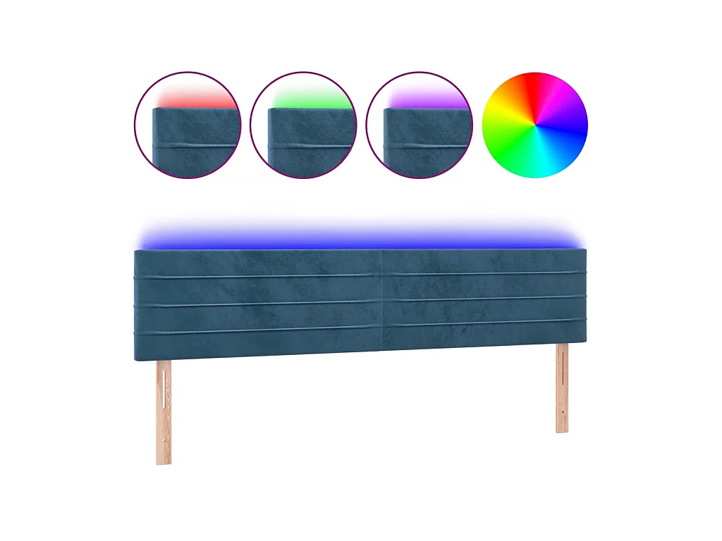 Tête de lit à LED Bleu foncé 200x5x78/88 cm Velours POI42097 BonneVie Meuble