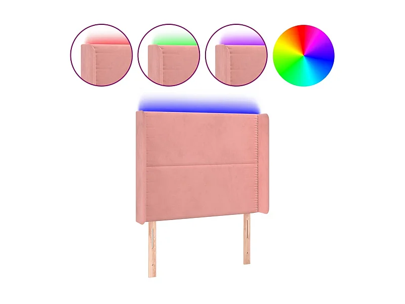 Hoofdbord LED 93x16x118/128 cm fluweel roze NL826263