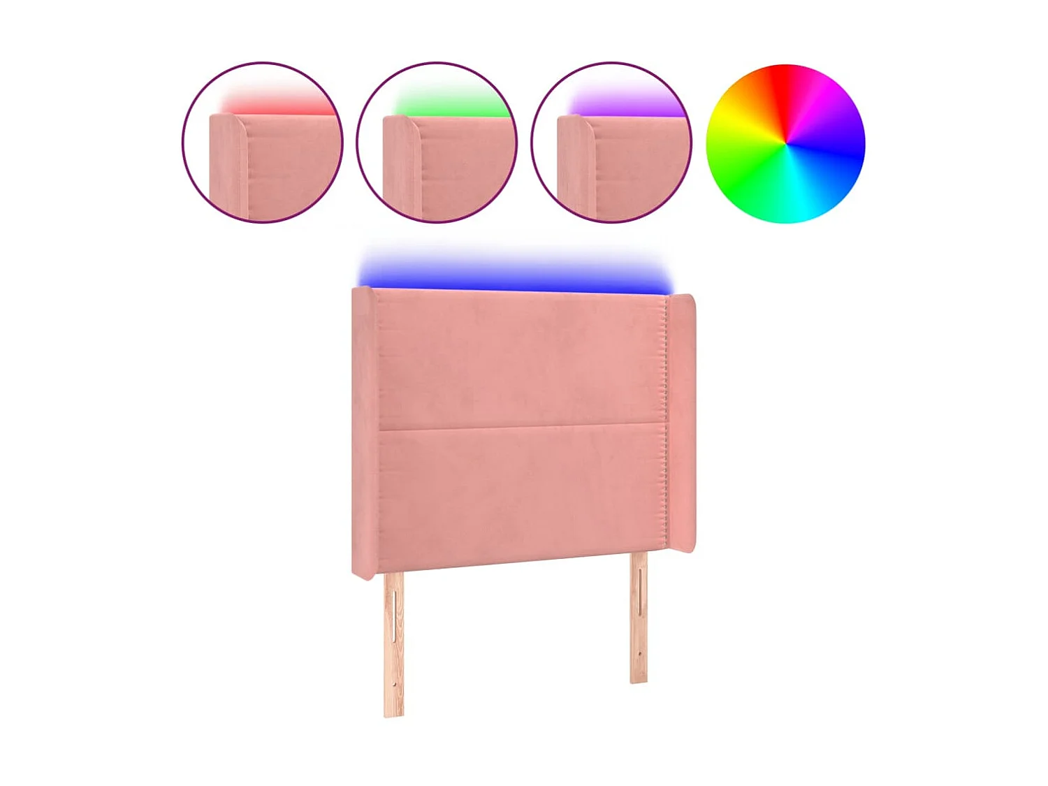 Tête de lit à LED Rose 93x16x118/128 cm Velours POI12887 BonneVie Meuble