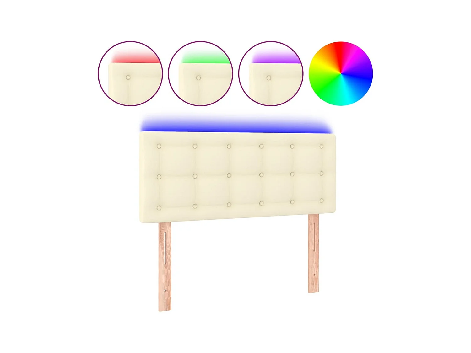 Testiera | Testata del letto Crema a LED 100x5x78/88 cm in Similpelle