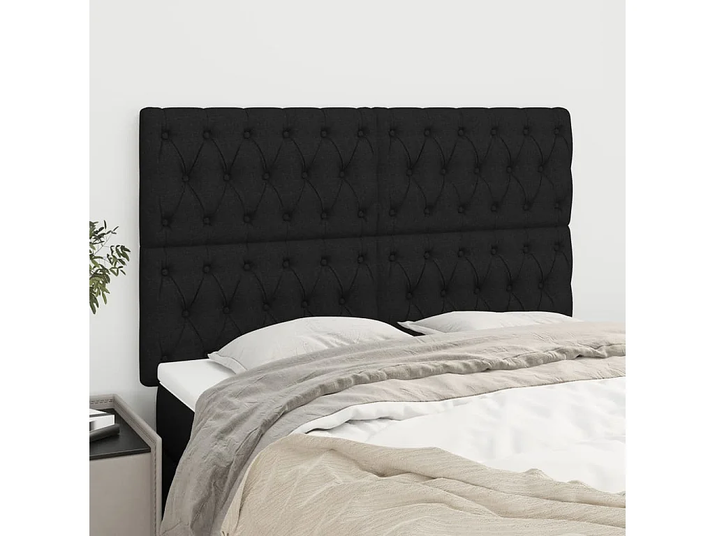 Têtes de lit 4 pcs Noir 80x7x78/88 cm Tissu POI33483 BonneVie Meuble
