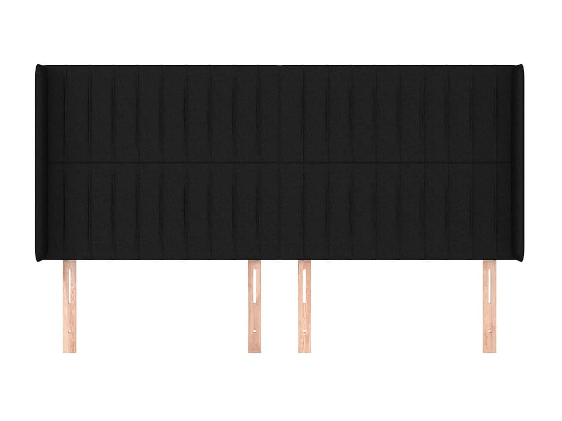 Tête de lit avec oreilles Noir 183x16x118/128 cm Tissu POI76482 BonneVie Meuble