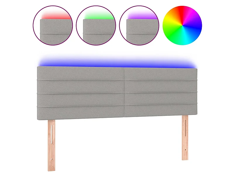 Hoofdbord LED 144x5x78/88 cm stof lichtgrijs NL273457