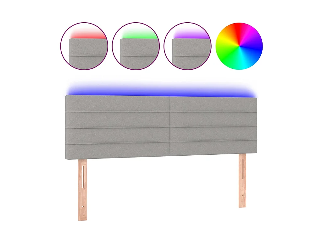 Testiera a LED Grigio Chiaro 144x5x78/88 cm in Tessuto CFW831177