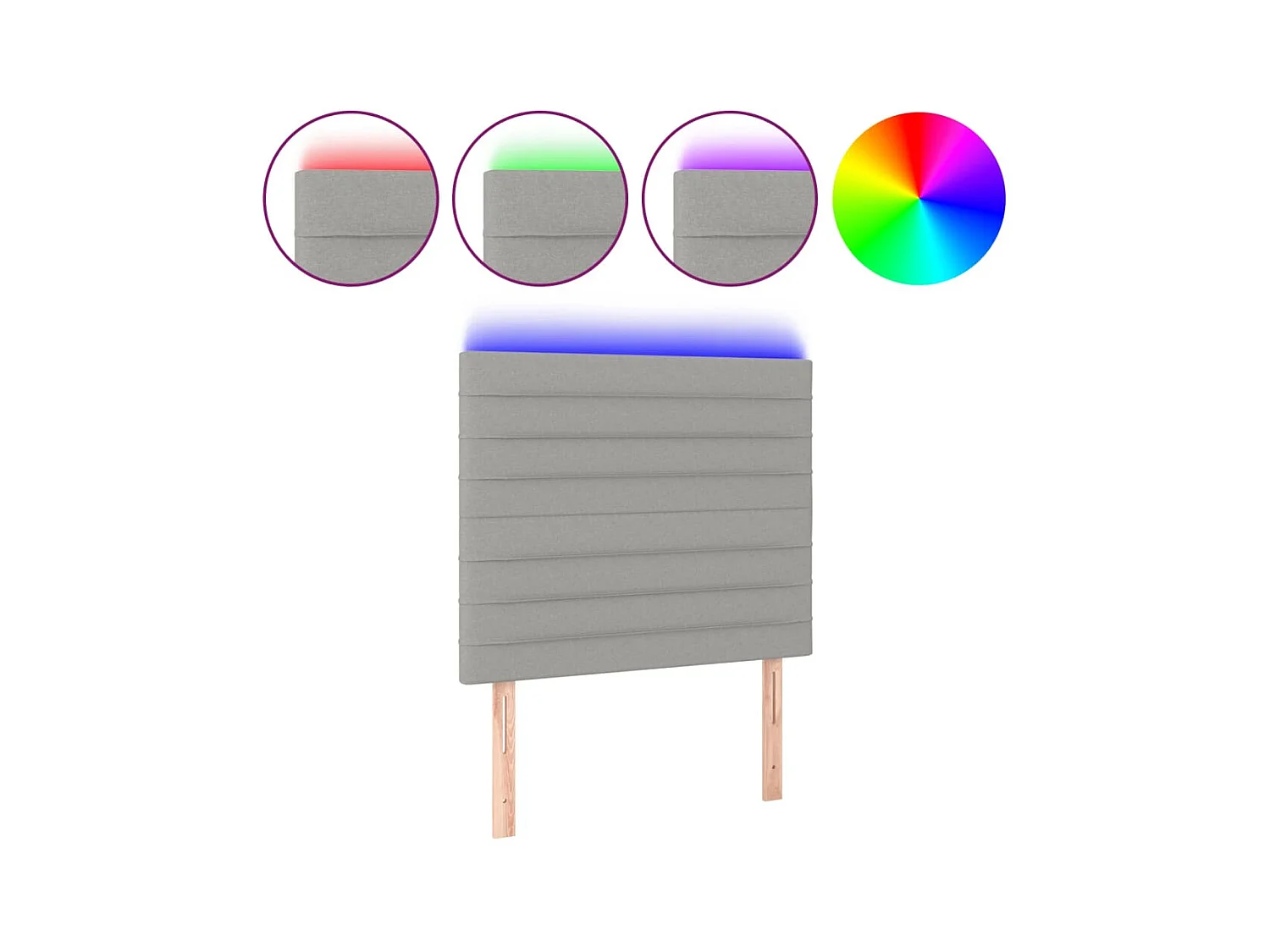 Tête de lit à LED Gris clair 80x5x118/128 cm Tissu POI87310 BonneVie Meuble