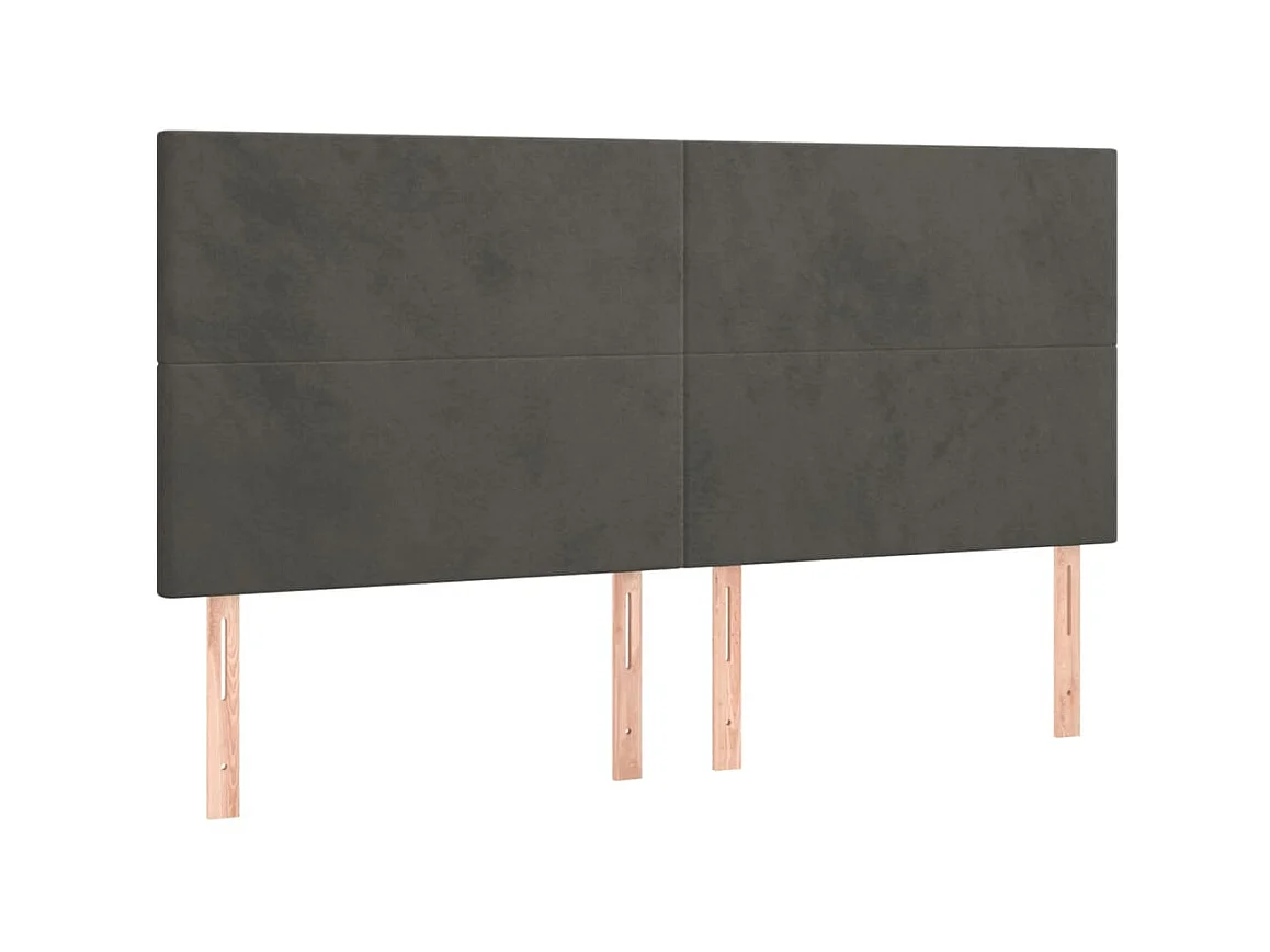 Têtes de lit 4 pcs Gris foncé 100x5x78/88 cm Velours POI11250 BonneVie Meuble