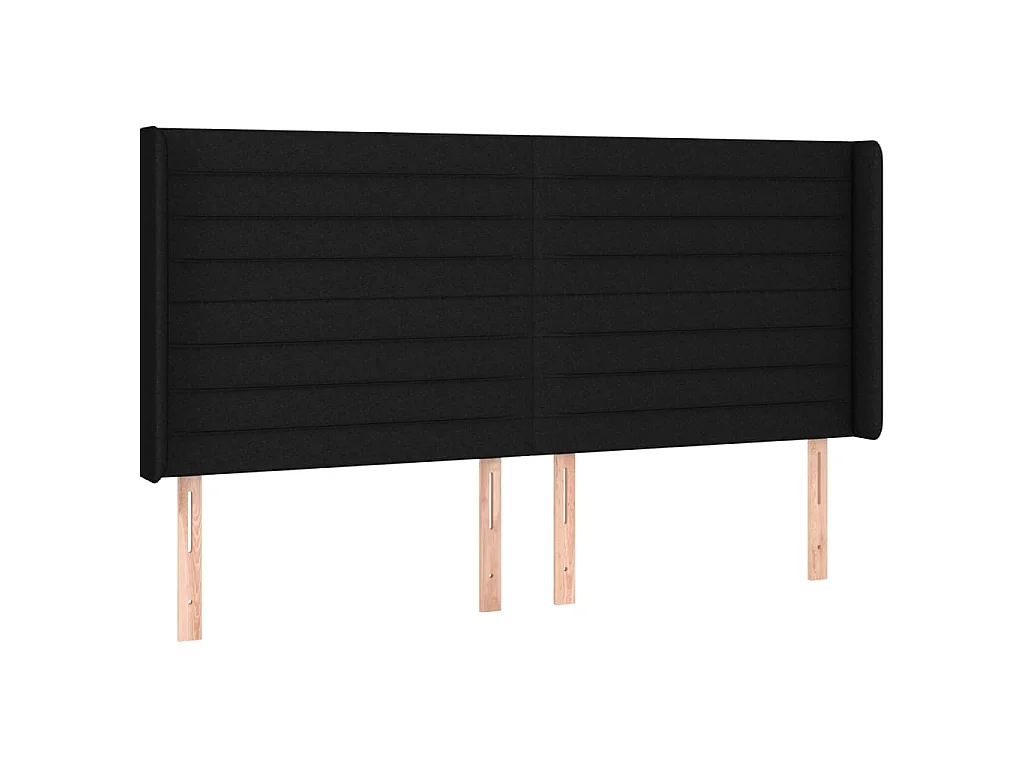 Tête de lit à LED Noir 203x16x118/128 cm Tissu POI45251 BonneVie Meuble