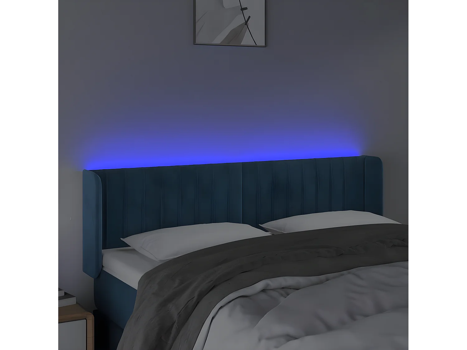 LED Kopfteil,Bettkopfteil Dunkelblau 147x16x78/88 cm Samt -gkd500972