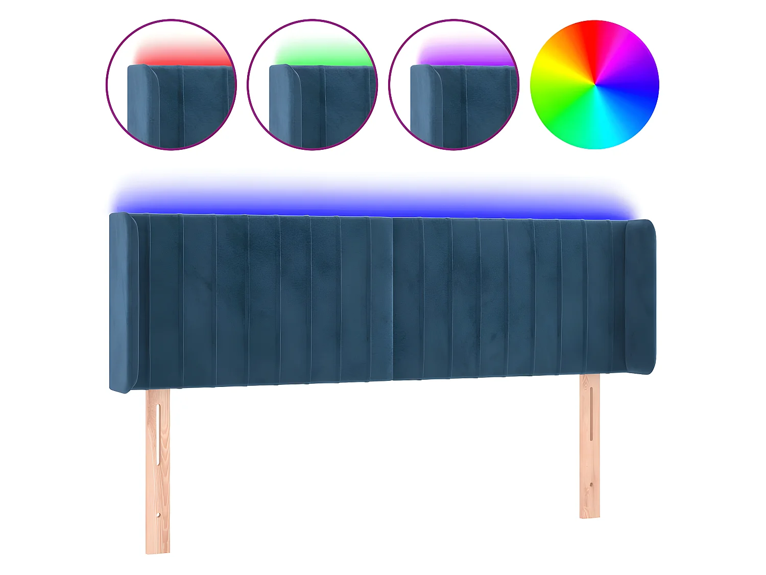 Tête de lit à LED Bleu foncé 147x16x78/88 cm Velours POI10705 BonneVie Meuble