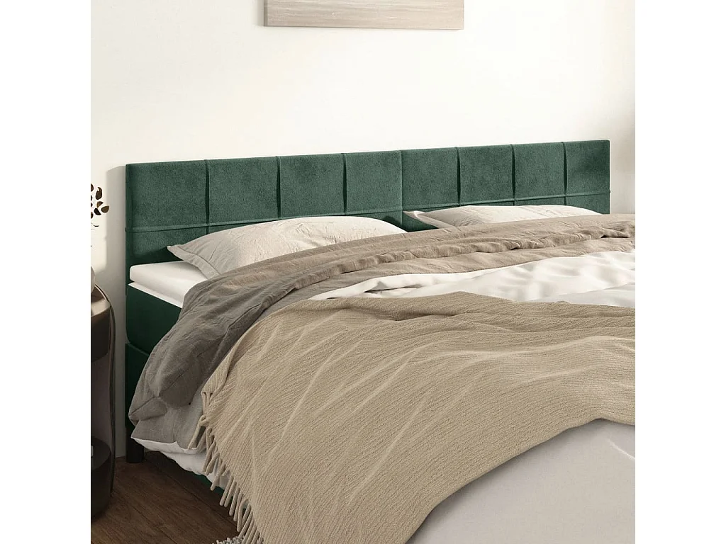 Têtes de lit 2 pcs Vert foncé 100x5x78/88 cm Velours POI56499 BonneVie Meuble