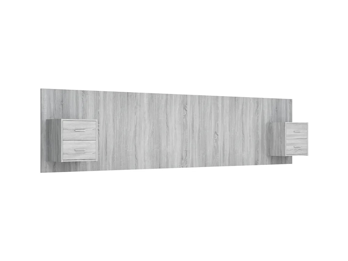 Testiera | Testata del letto Letto con Comodini in Legno Multistrato Grigio Sonoma