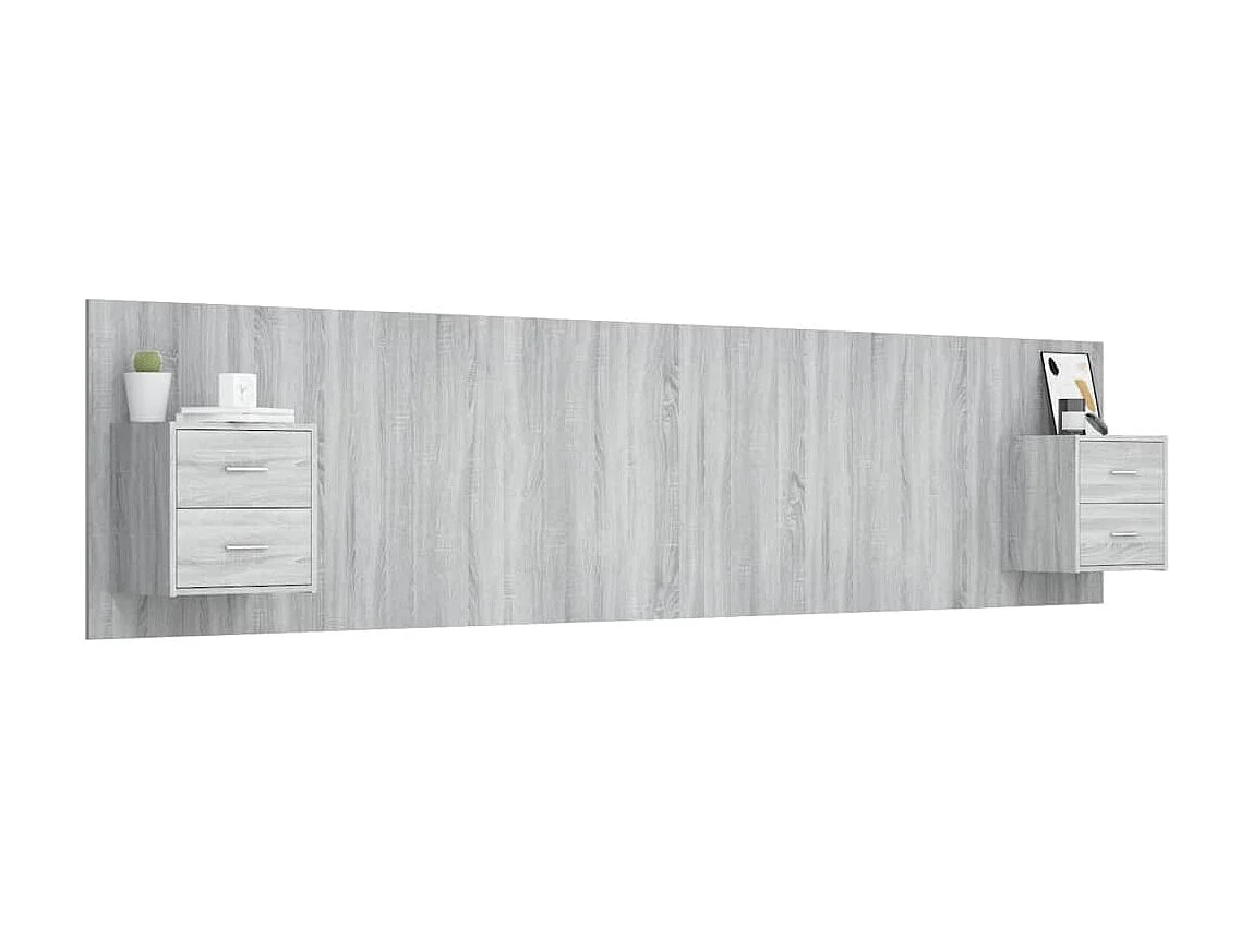 Tête de lit avec armoires sonoma gris Bois d'ingénierie POI85008 BonneVie Meuble