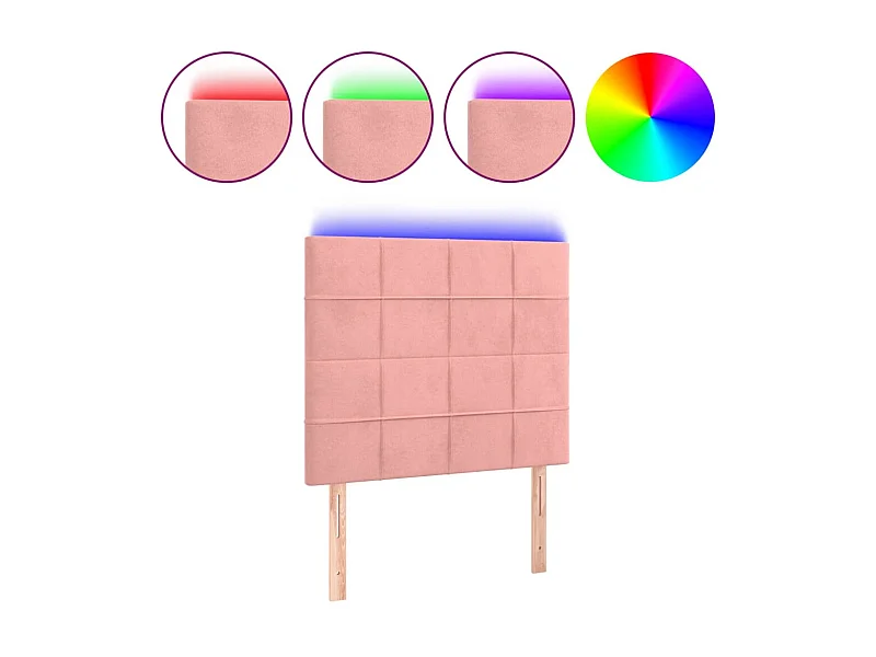 Tête de lit à LED Rose 90x5x118/128 cm Velours POI91314 BonneVie Meuble