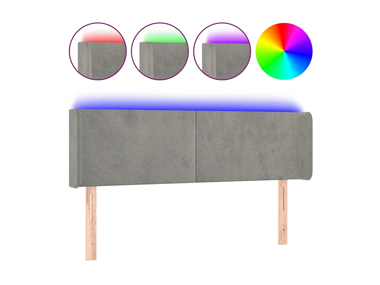 LED Kopfteil,Bettkopfteil Hellgrau 147x16x78/88 cm Samt -gkd378213