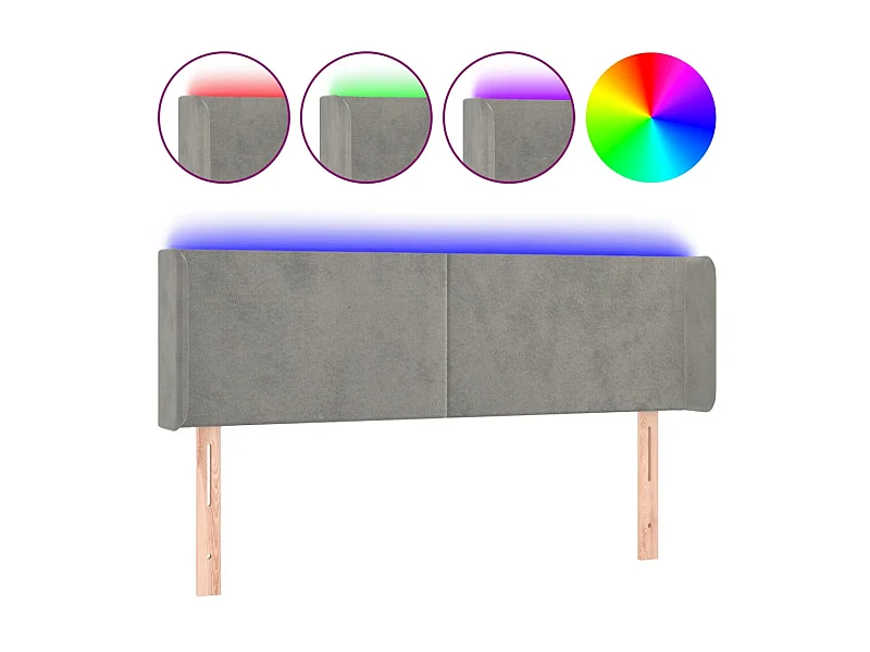LED Kopfteil,Bettkopfteil Hellgrau 147x16x78/88 cm Samt -gkd378213