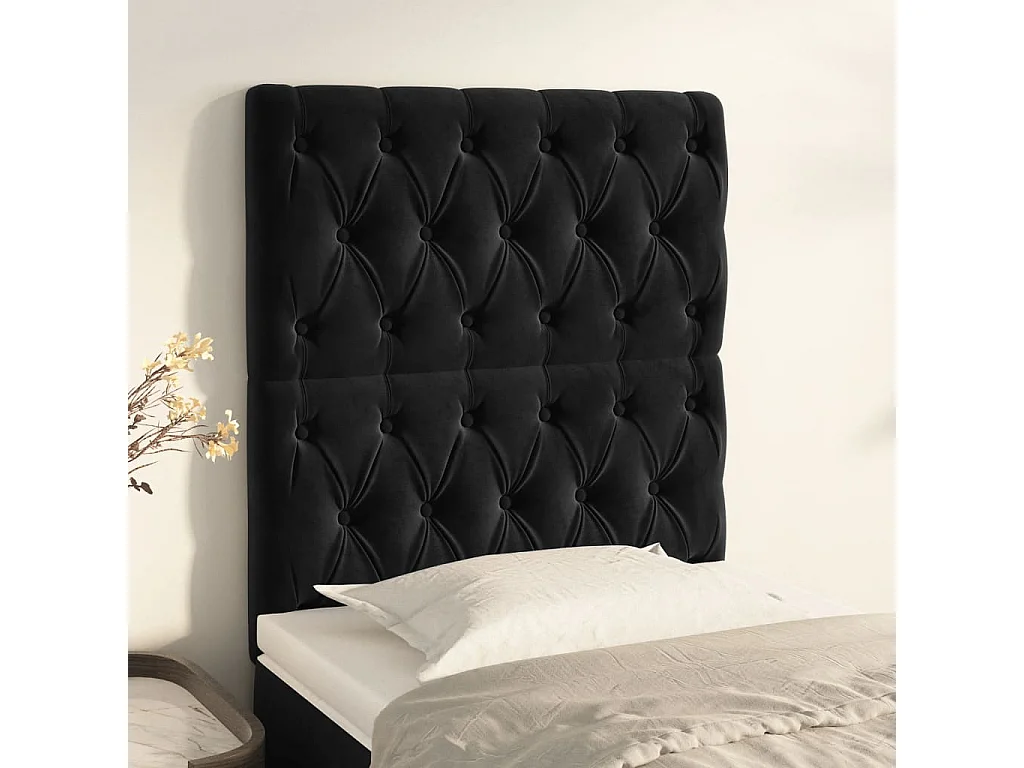 Têtes de lit 2 pcs Noir 80x7x78/88 cm Velours POI27556 BonneVie Meuble