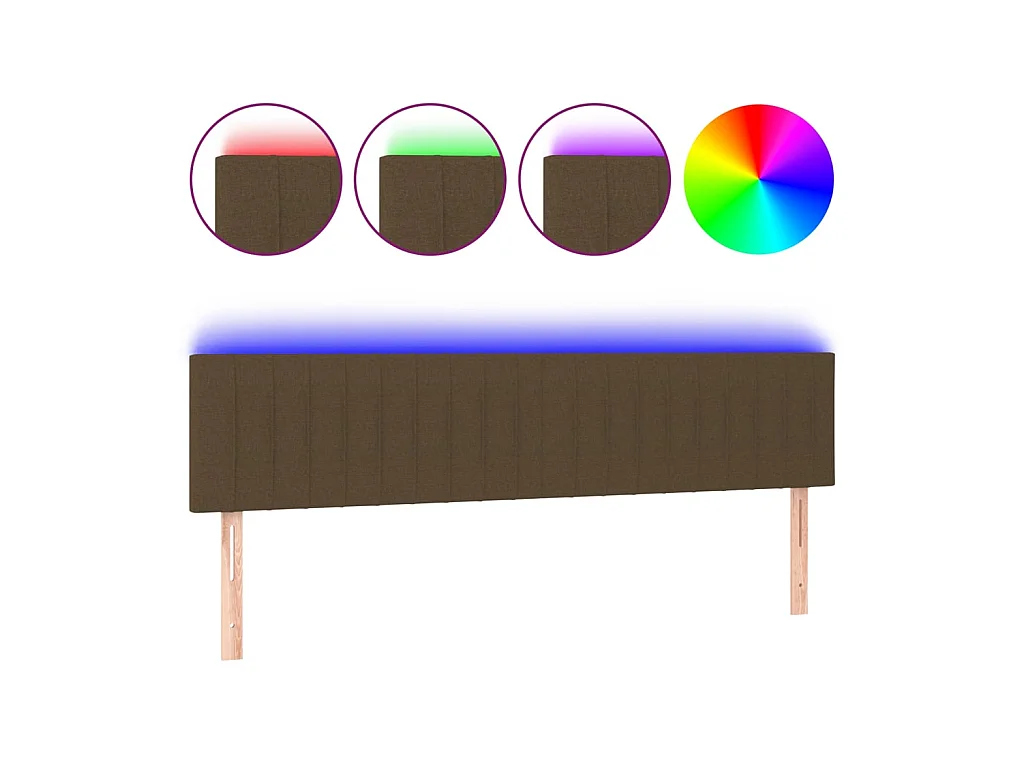 Tête de lit à LED Marron foncé 200x5x78/88 cm Tissu POI38354 BonneVie Meuble