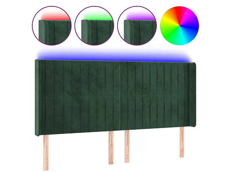 LED Kopfteil,Bettkopfteil Dunkelgrün 203x16x118/128 cm Samt -gkd806948