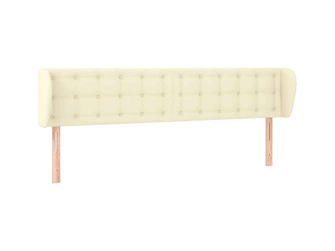 Testiera | Testata del letto ad Orecchio Crema 203x23x78/88 cm in Similpelle