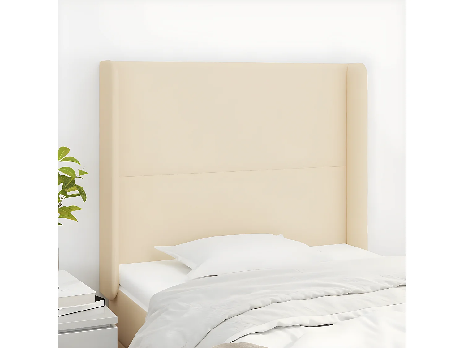 Cabeceira de cama c/ abas tecido 103x16x118/128 cm creme PT481457