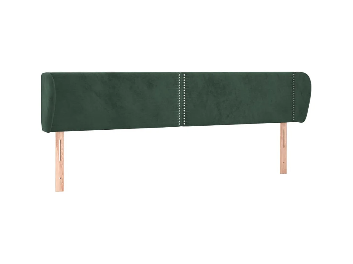 Tête de lit avec oreilles Vert foncé 203x23x78/88 cm Velours POI26490 BonneVie Meuble