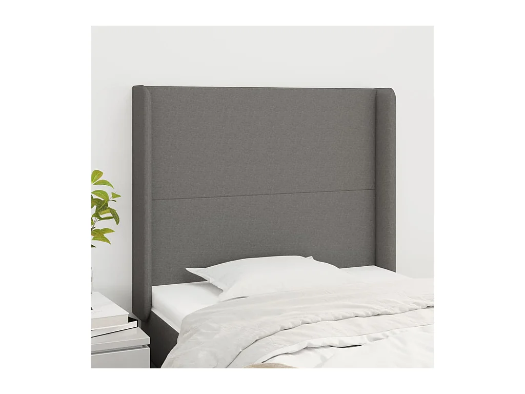 Testiera | Testata del letto ad Orecchio Grigio Scuro 83x16x118/128 cm in Tessuto