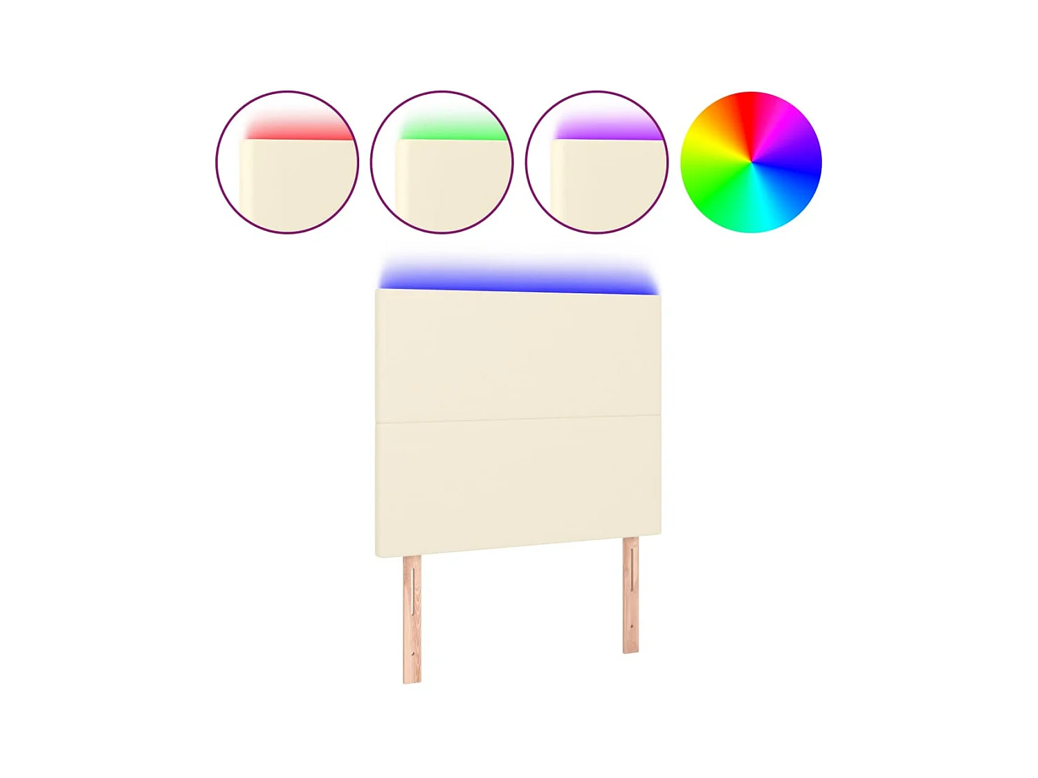 Tête de lit à LED Crème 80x5x118/128 cm Similicuir POI97772 BonneVie Meuble