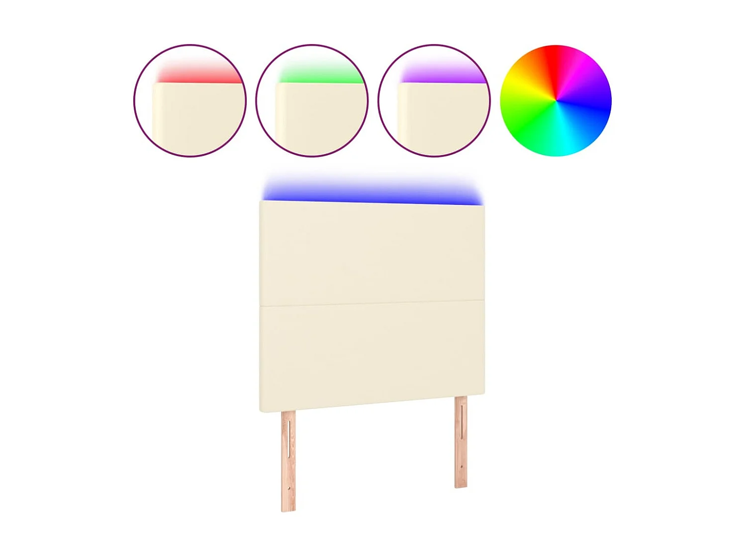 Tête de lit à LED Crème 80x5x118/128 cm Similicuir POI97772 BonneVie Meuble