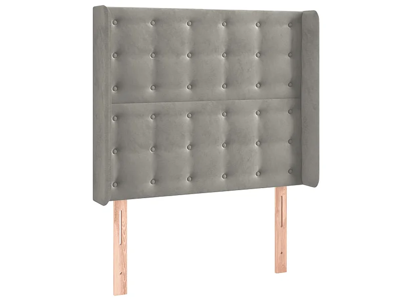 Tête de lit avec oreilles Gris clair 83x16x118/128 cm Velours POI17825 BonneVie Meuble