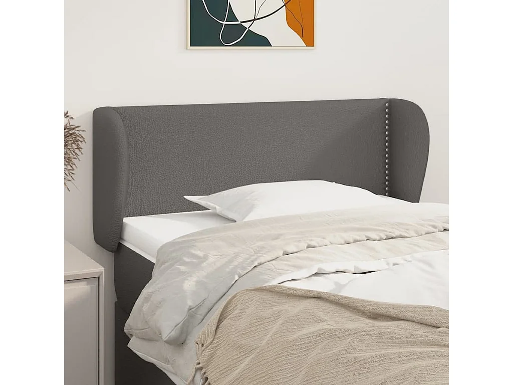 Cabecero de cuero sintético gris 103x23x78/88 cm ES63096