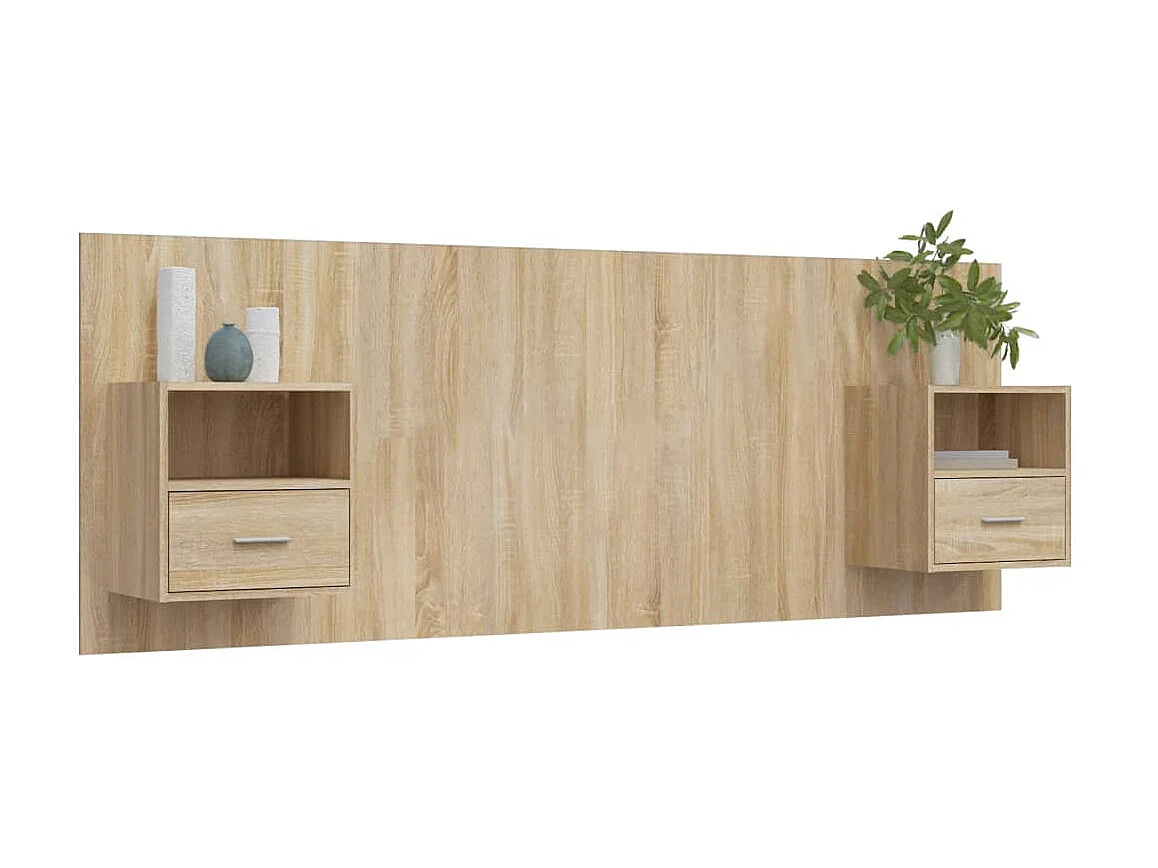 Tête de lit avec armoires Chêne sonoma Bois d'ingénierie POI45653 BonneVie Meuble