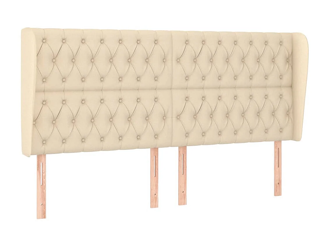 Tête de lit avec oreilles Crème 183x23x118/128 cm Tissu POI40779 BonneVie Meuble