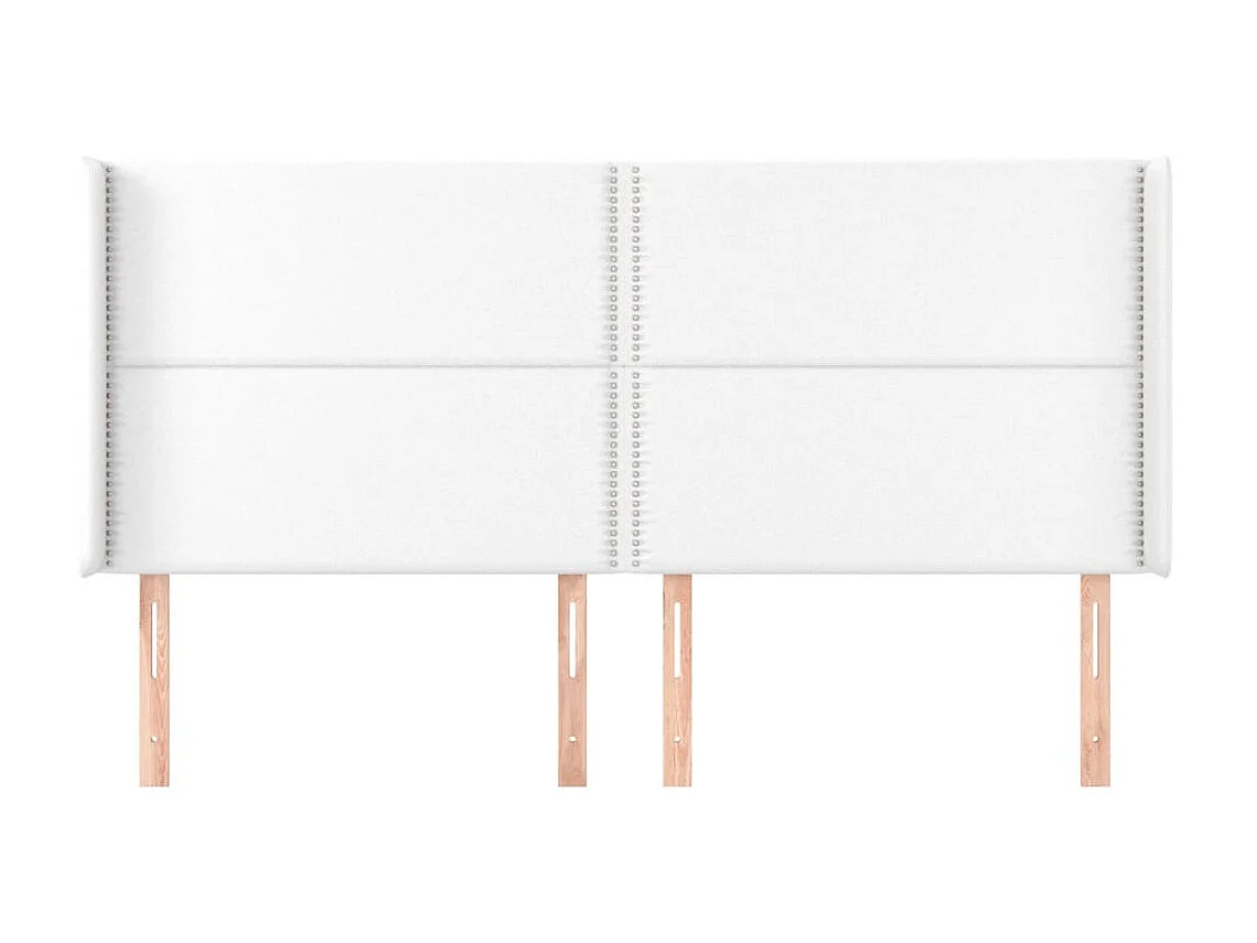 Cabeceira cama c/ abas couro artificial 183x16x118/128cm branco PT472501