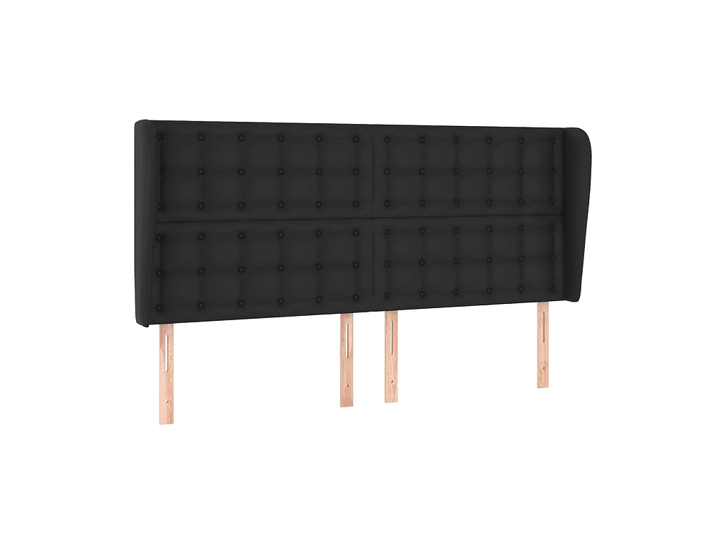 Tête de lit avec oreilles Noir 183x23x118/128 cm Similicuir POI25578 BonneVie Meuble