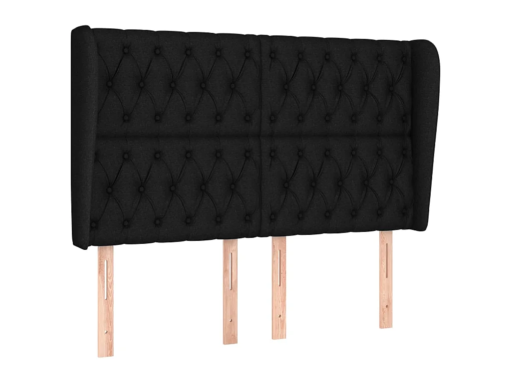 Cabecero con orejas de tela negro 147x23x118/128 cm ES58959