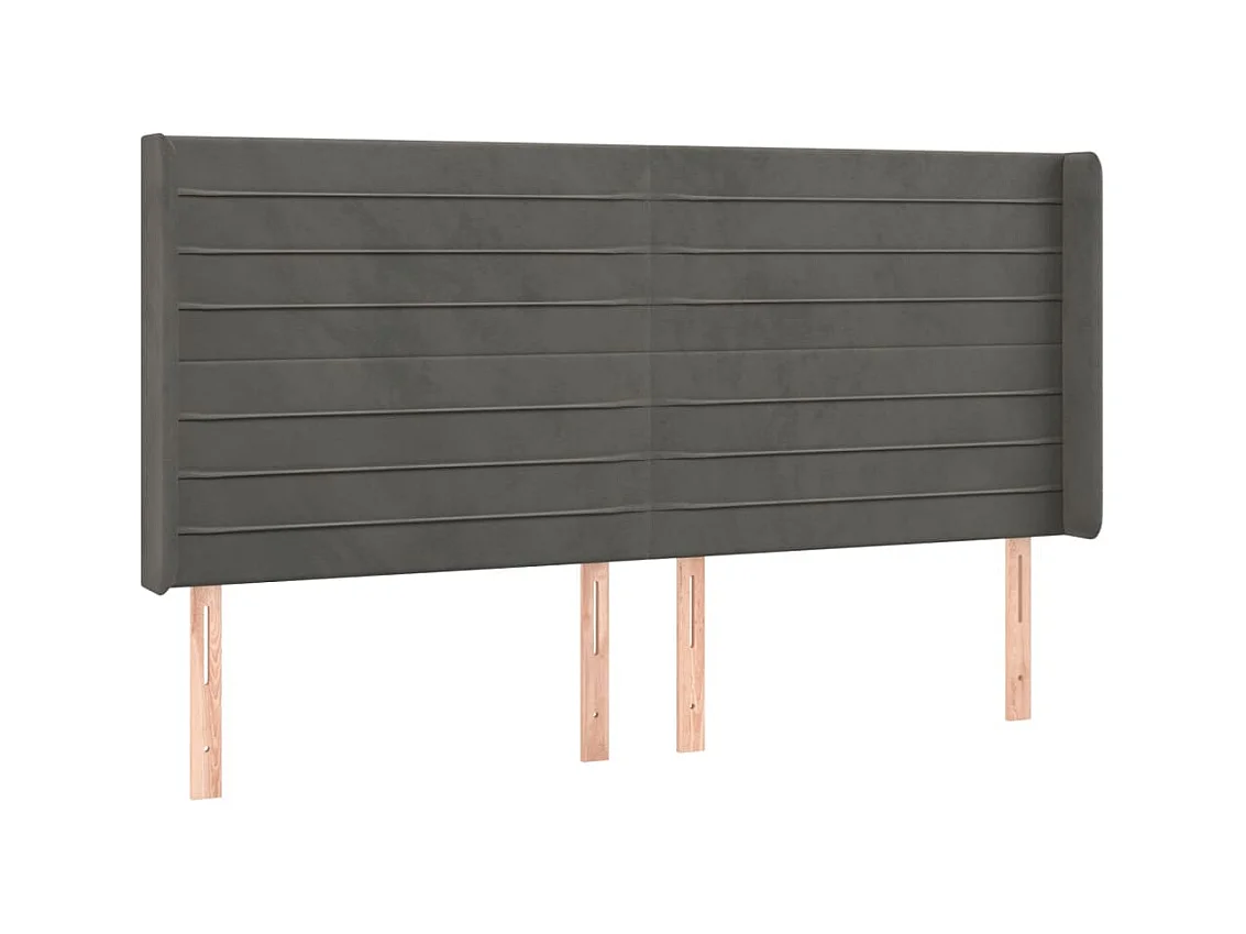 Testiera | Testata del letto ad Orecchio GrigioScuro 183x16x118/128 cm in Velluto