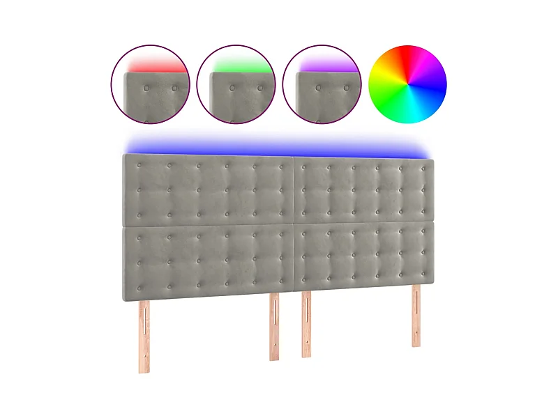 LED Kopfteil,Bettkopfteil Hellgrau 160x5x118/128 cm Samt -gkd413762