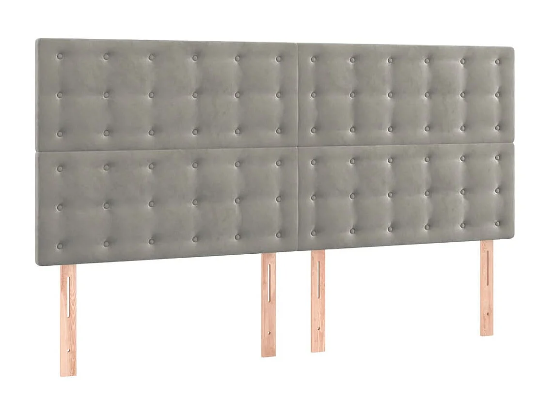 Tête de lit à LED Gris clair 160x5x118/128 cm Velours POI33409 BonneVie Meuble