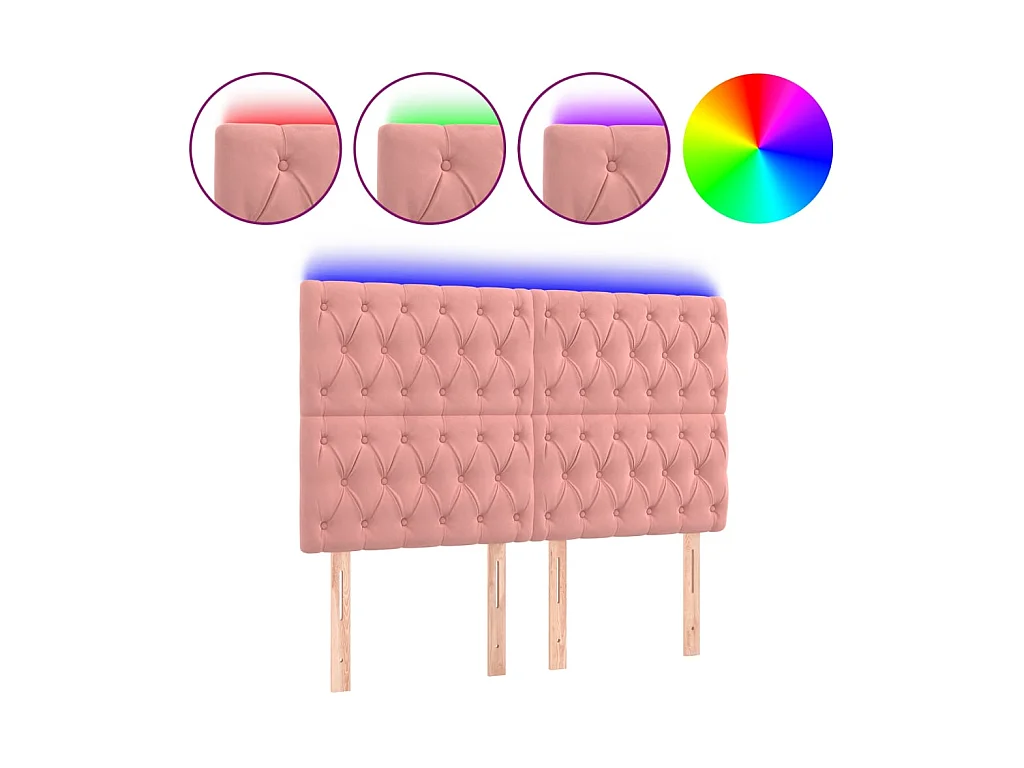 LED Kopfteil,Bettkopfteil Rosa 144x7x118/128 cm Samt -gkd955160