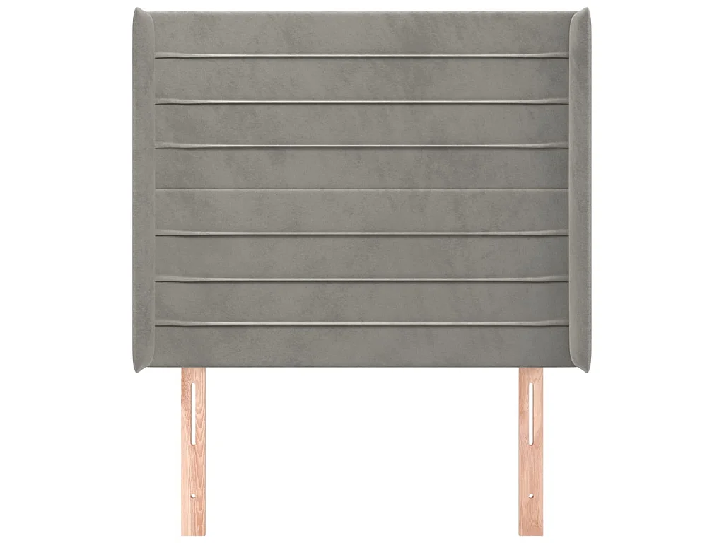 Cabecero con orejas de terciopelo gris claro 83x16x118/128 cm ES77179