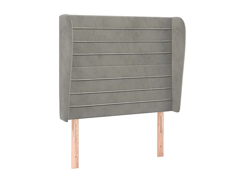 Kopfteil,Bettkopfteil mit Ohren Hellgrau 83x23x118/128 cm Samt -gkd226116